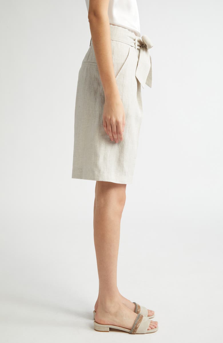 Eleventy Linen Blend Belted Bermuda Shorts, Alternate, color, 