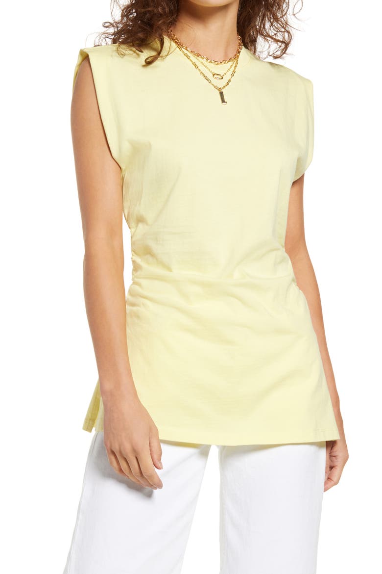 Side Ruched Sleeveless Tunic, Main, color, YELLOW LEMONADE