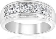 Bliss Diamond 1 1/2Ct Men's Diamond Wedding Anniversary Ring in 10k Gold Lab Grown Five Stone