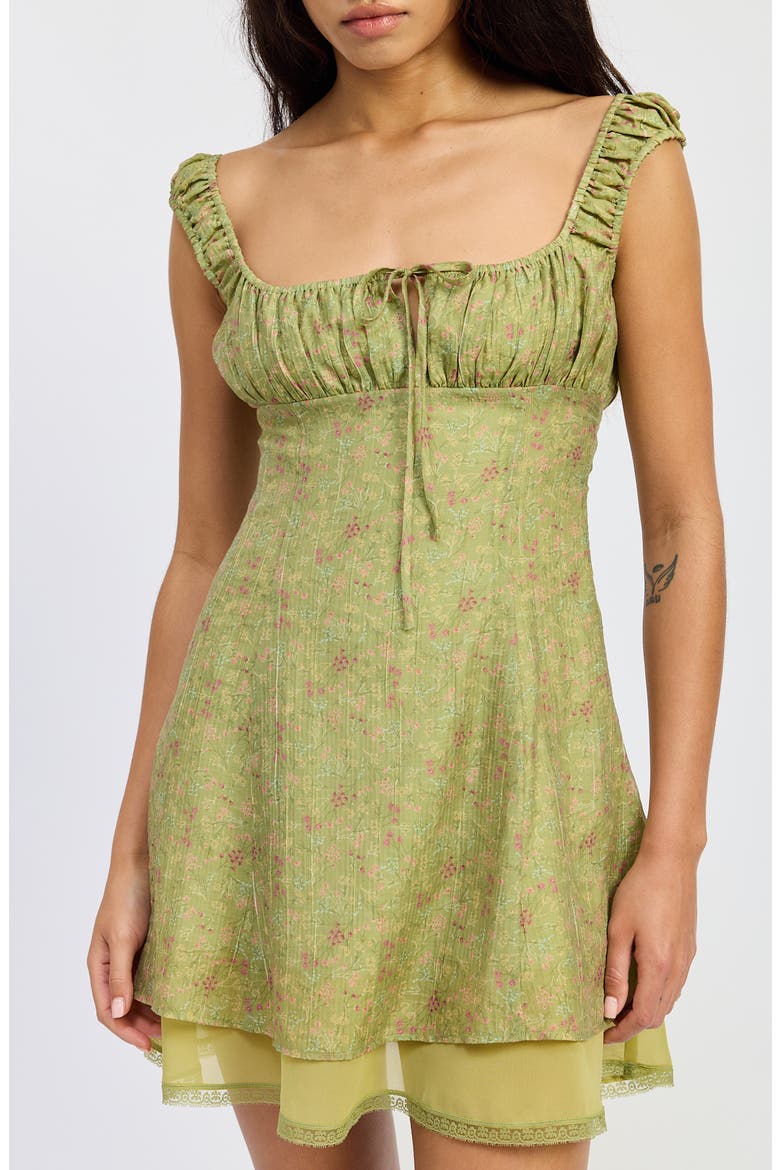 Jenny Mini Dress, Alternate, color, LIGHT GREEN DITSY