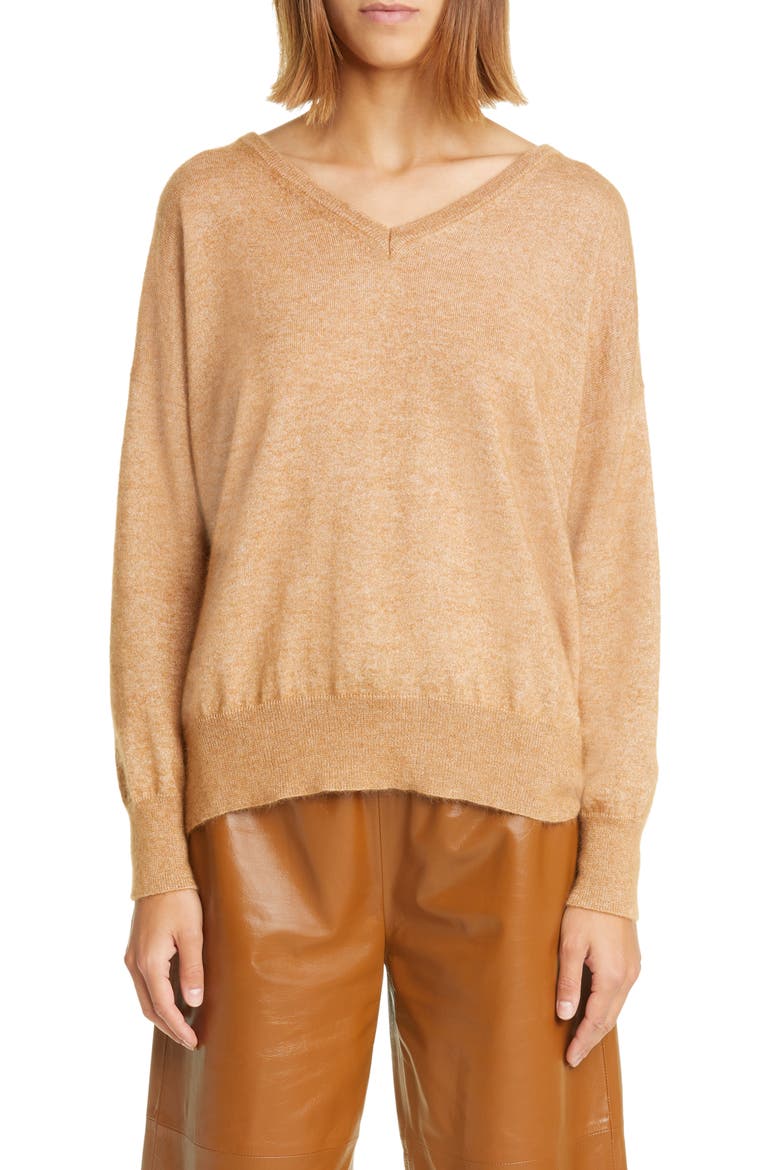 Alpaca & Cotton V-Neck Sweater, Main, color, WAFER