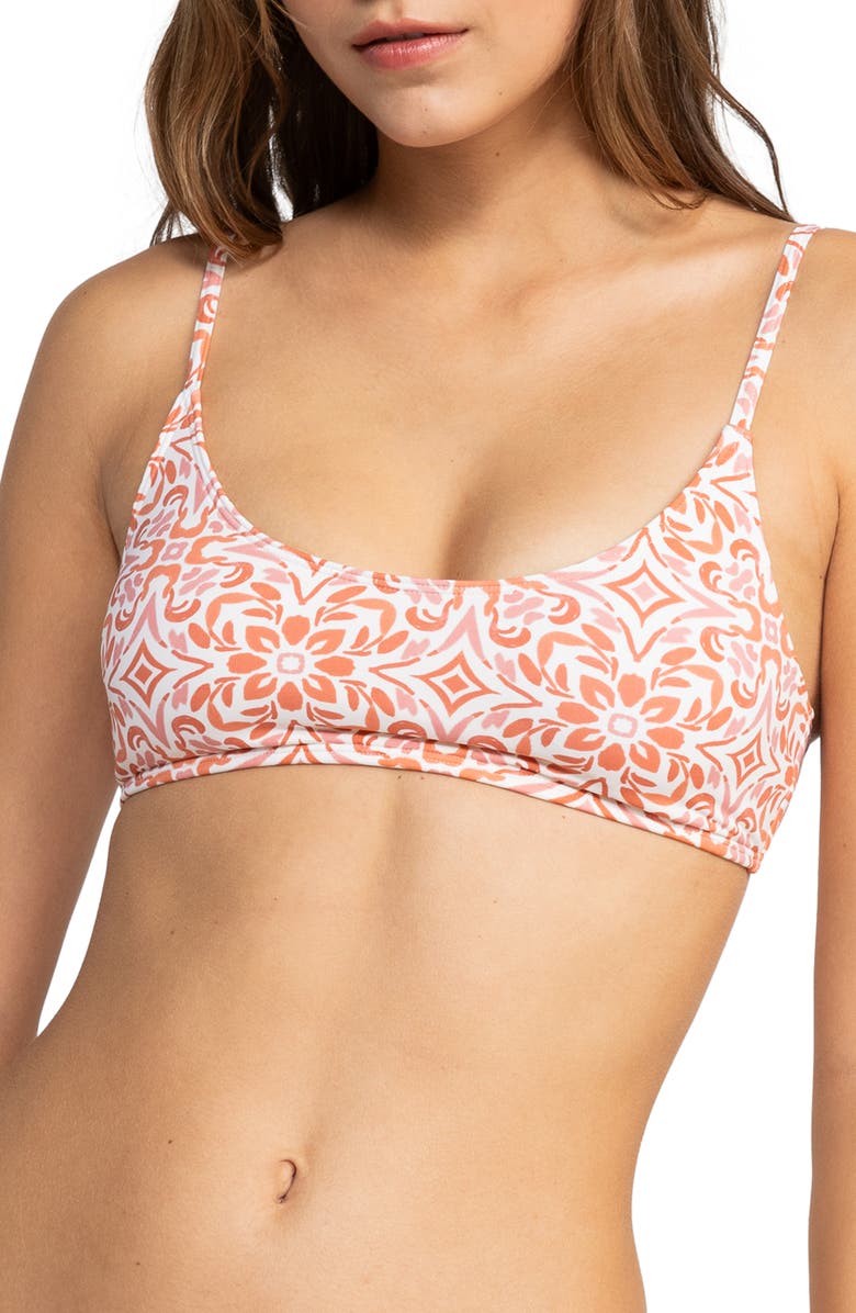 Roxy Fresco Tile Bralette Bikini Top, Main, color, Cloud Fresco Tile