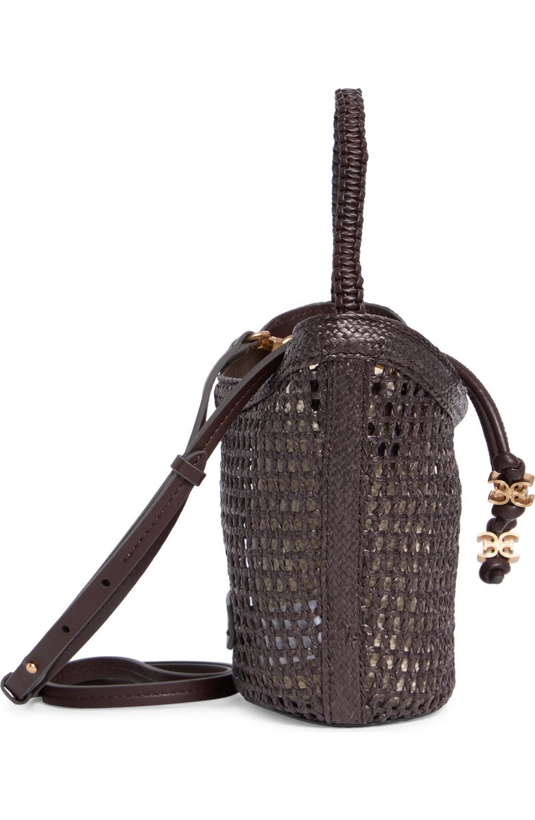 Sam Edelman Marcie Open Weave Small Bucket Crossbody Bag, Alternate, color, Dark Brown