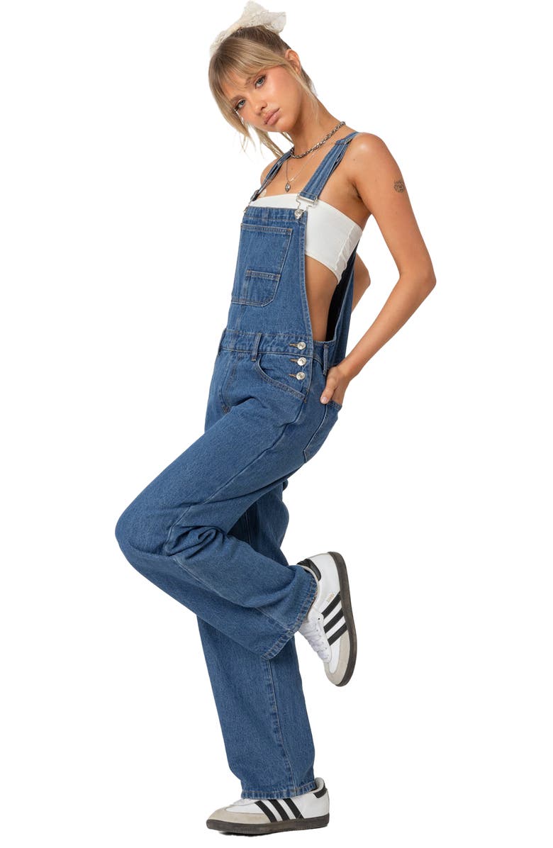 EDIKTED Rosemary Denim Overalls, Alternate, color, Blue-Washed