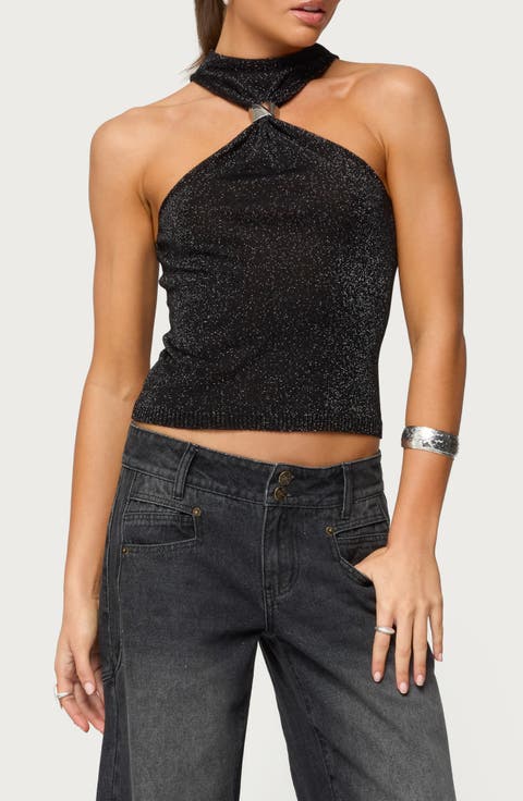 Nalia Ring Glitter Knit Sleeveless Sweater