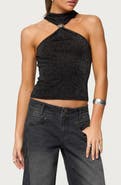 EDIKTED Nalia Ring Glitter Knit Sleeveless Sweater