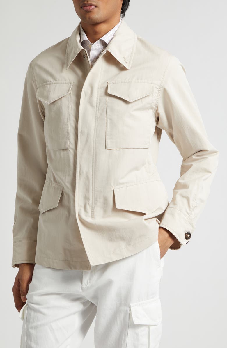 Eleventy Cotton & Silk Field Jacket, Alternate, color, 02 Sand
