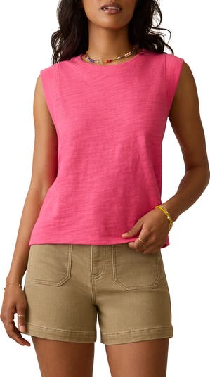 Faherty  Sunwashed Slub Muscle Tank レディース シャツ トップス Pink Flambe Sunwashed Midweight Organic Muscle Tank - Pink Flambe