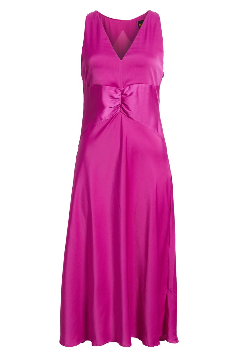 Diclan Sheer Back Satin Dress, Alternate, color, DK PNK
