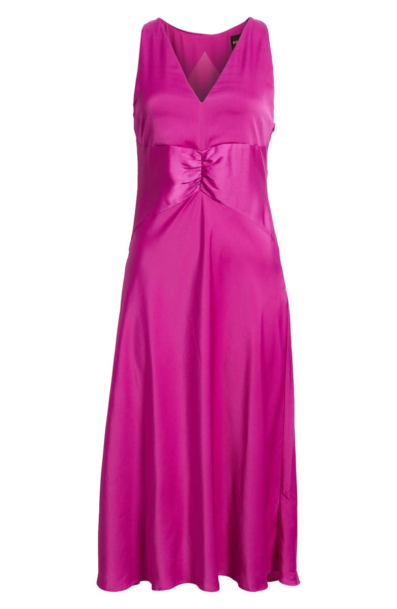 BOSS Orange Diclan Sheer Back Satin Dress, Alternate, color, Magenta