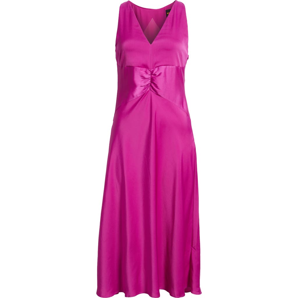 Hugo Boss Boss Orange Diclan Sheer Back Satin Dress In Purple