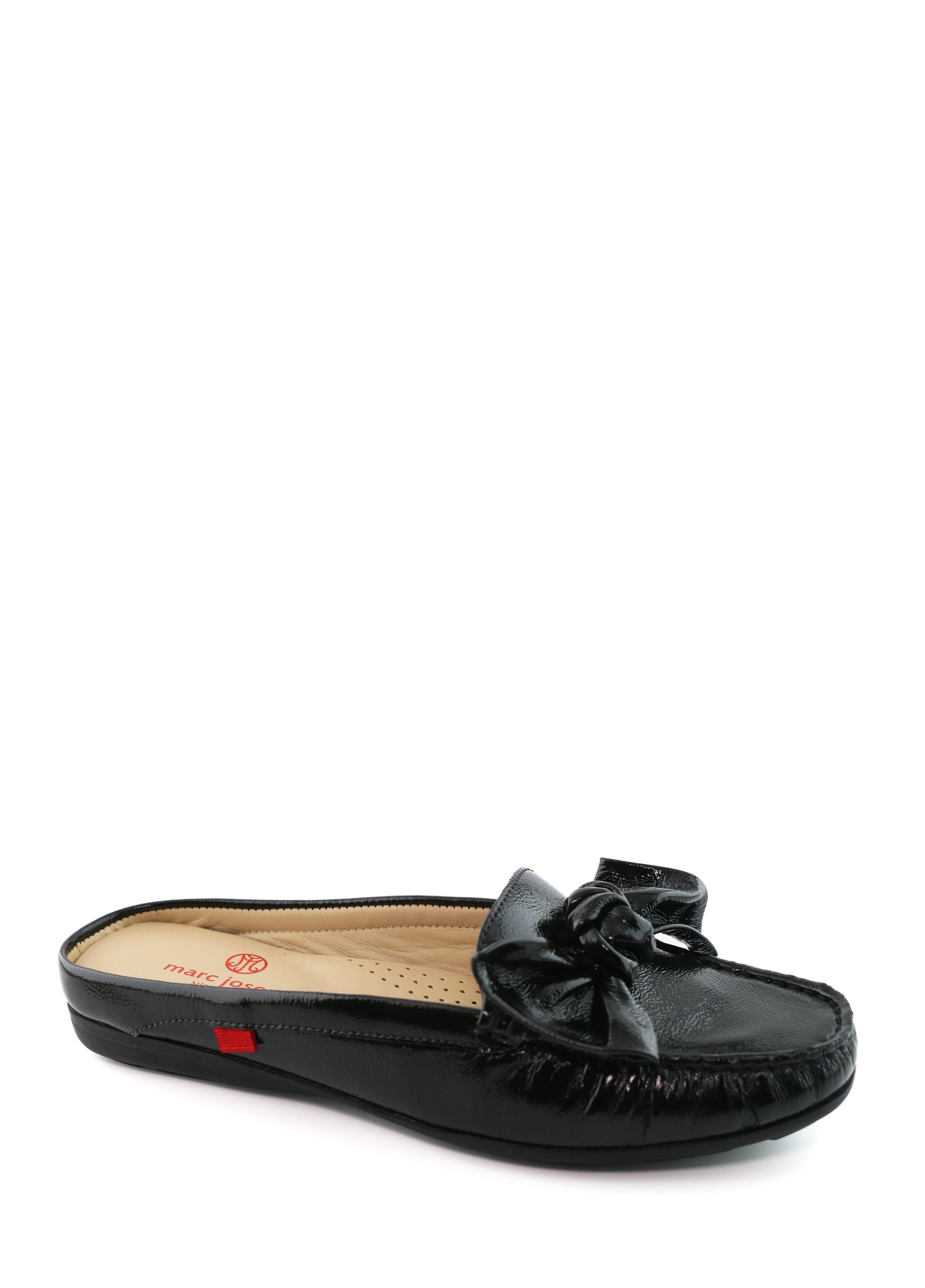 Marc Joseph New York Diane St Slip On Leather Bow Mule, Main, color, Black Svelte Patent