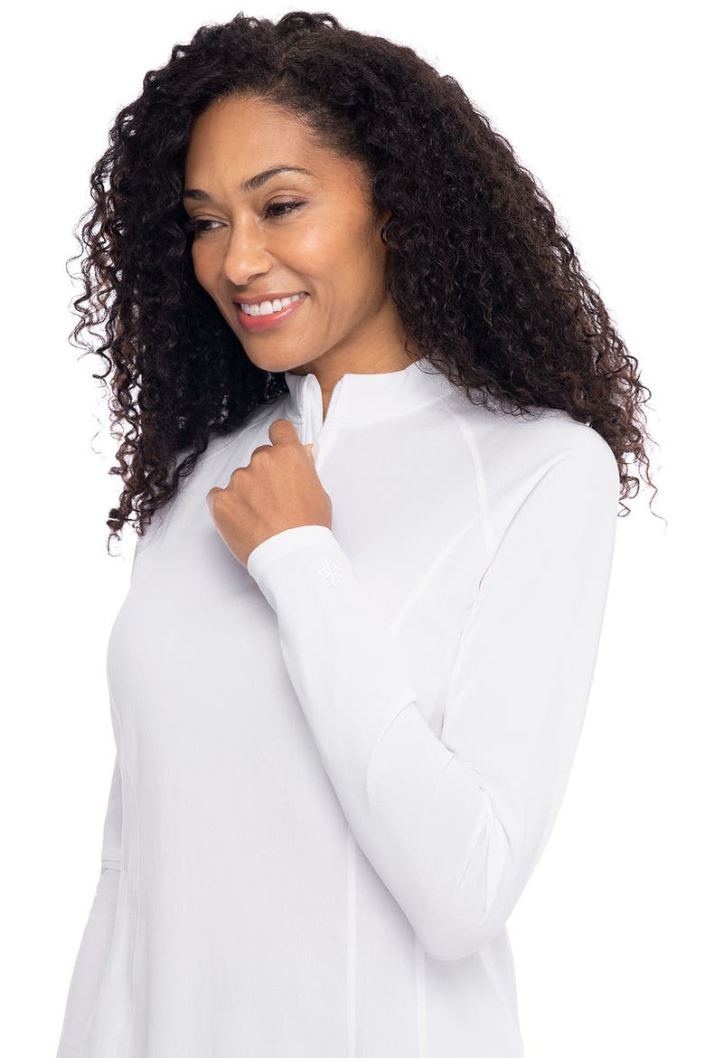 Women's Freestyle Quarter Zip Rash Guard with Long Sleeves, UPF 50+ Sun Protection, Alternate, color, White