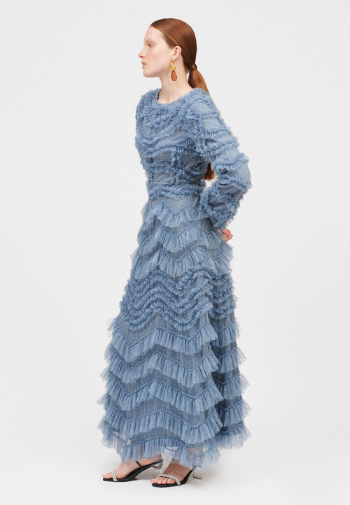 MARYISA MARYISA OCCASION MODEST RUFFLE MAXI EVENING DRESS