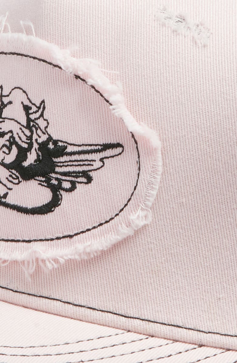 BOYS LIE Miss Mayhem Distressed Trucker Hat, Alternate, color, Pale Pink