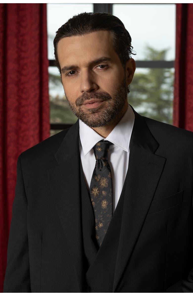 Elizabetta Silvio - Extra Long Silk Jacquard Tie for Men, Alternate, color, Black