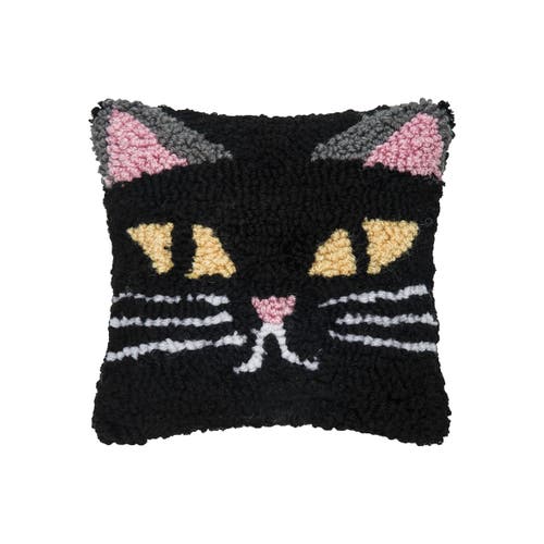 C & F Home C&f Home Black Cat Small Petite Hooked Halloween Accent Pillow, 8" X 8" In Black