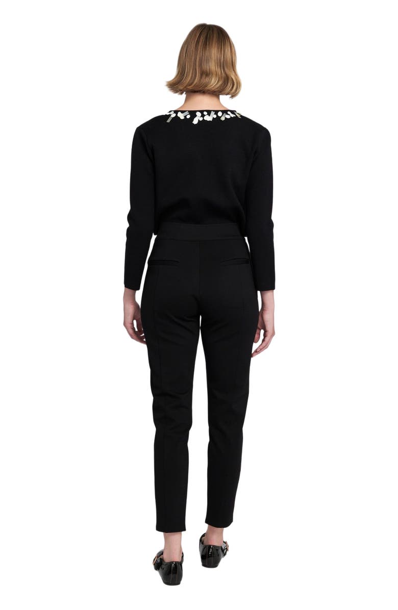 ELLE Collection Sequin Tie Front Cardigan Embroidered Sweater, Alternate, color, Black/Cream