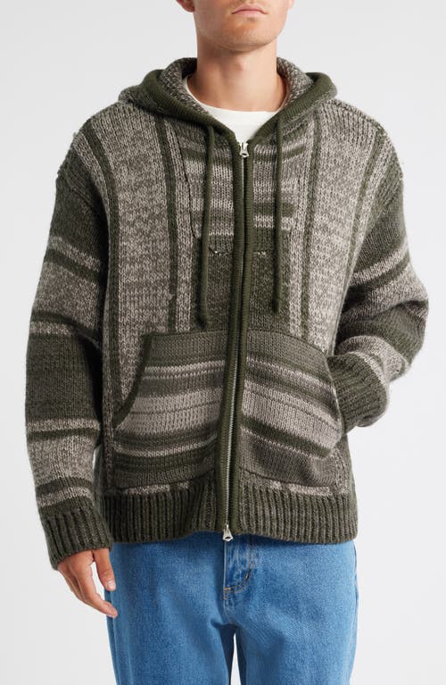 Obey Baja Zip Hooded Cardigan In Green