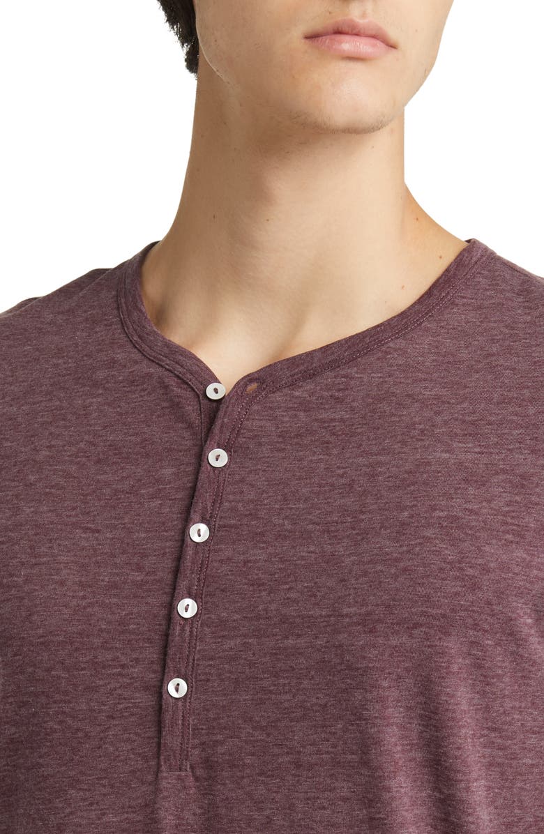 Daniel Buchler Heathered Recycled Cotton Blend Henley Pajama T-Shirt, Alternate, color,