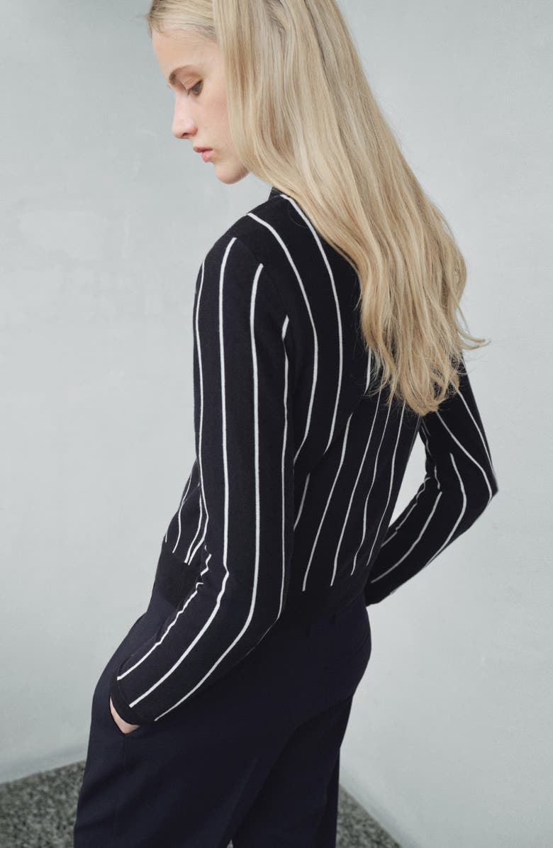 MANGO Stripe Polo Sweater, Alternate, color, Navy