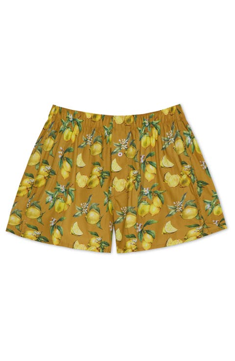 Organic Cotton Watercolor Lemons Boxer Short