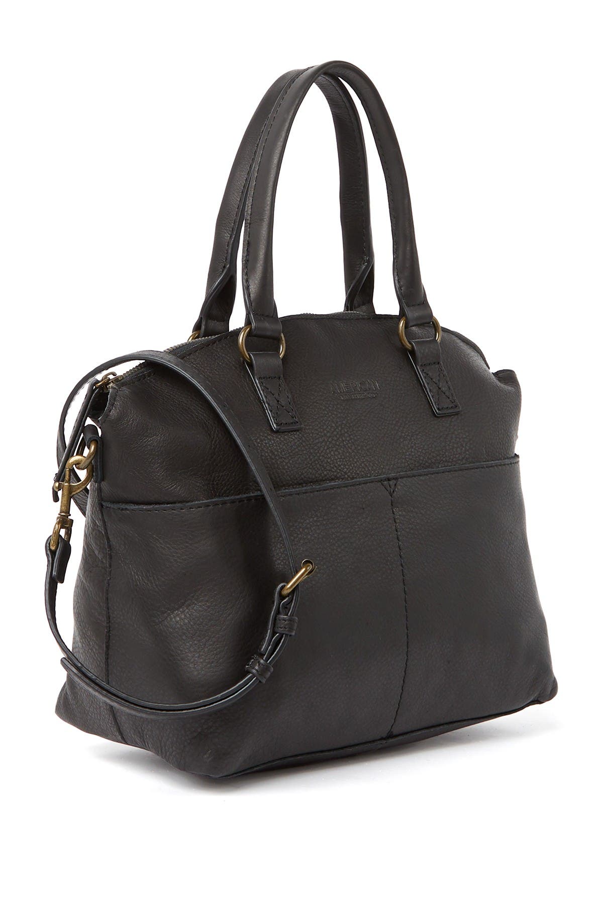 AMERICAN LEATHER CO. Carrie Dome Satchel, Alternate, color, Black Smooth