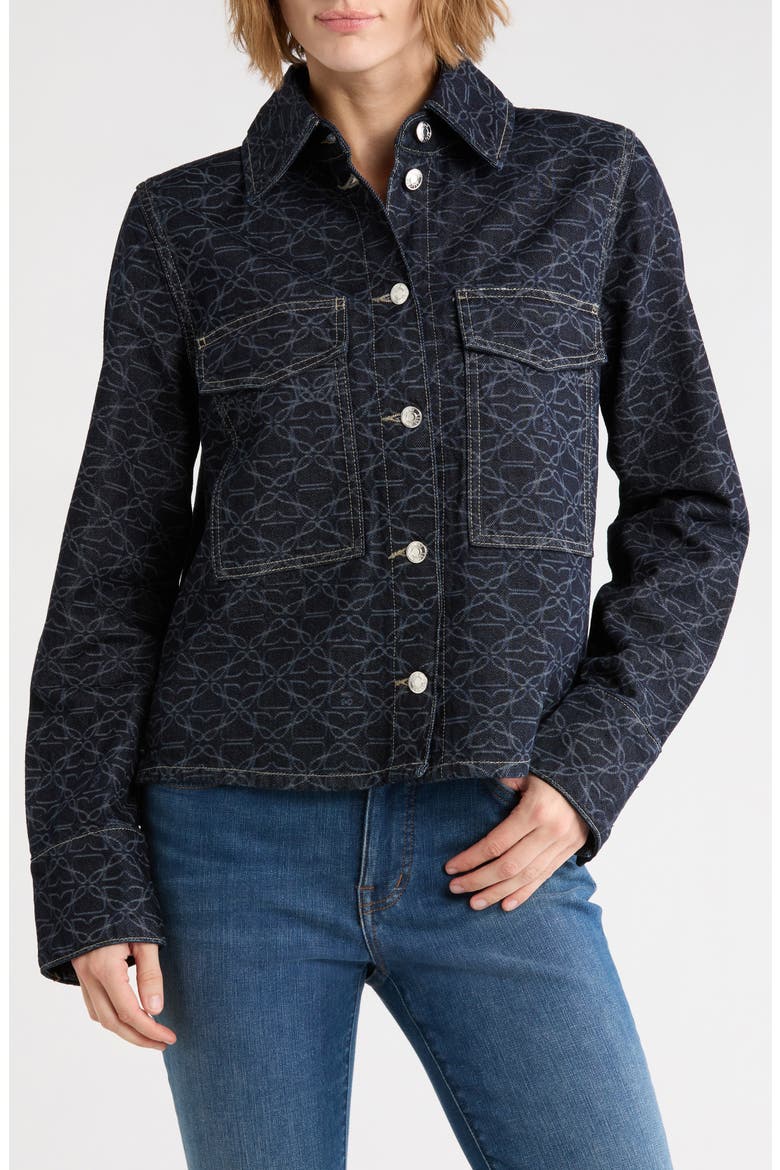 Gadison Logo Print Denim Jacket, Main, color, NAVY