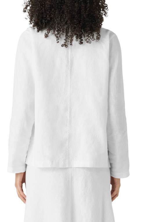 Eileen Fisher High Collar Organic Linen Jacket In White