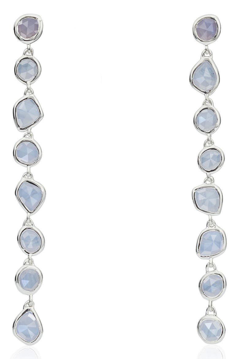Siren Mini Nugget Earrings, Main, color, SILVER/ BLUE LACE AGATE