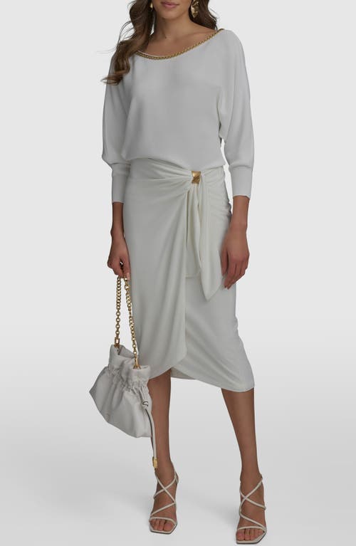 Donna Karan New York Gathered Waist Faux Wrap Skirt In Cream