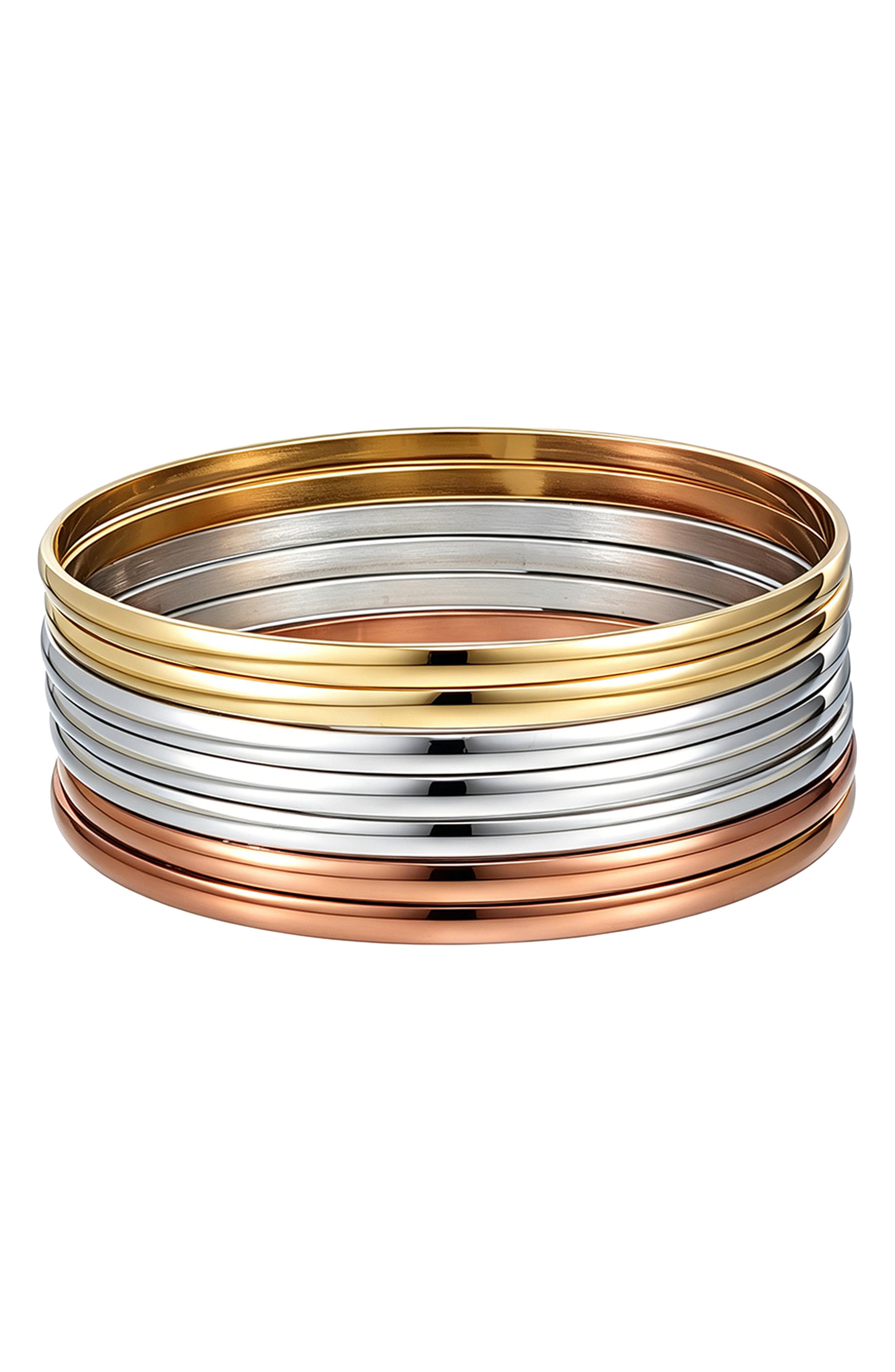 Tri-Toned Bangle Bracelet Set
