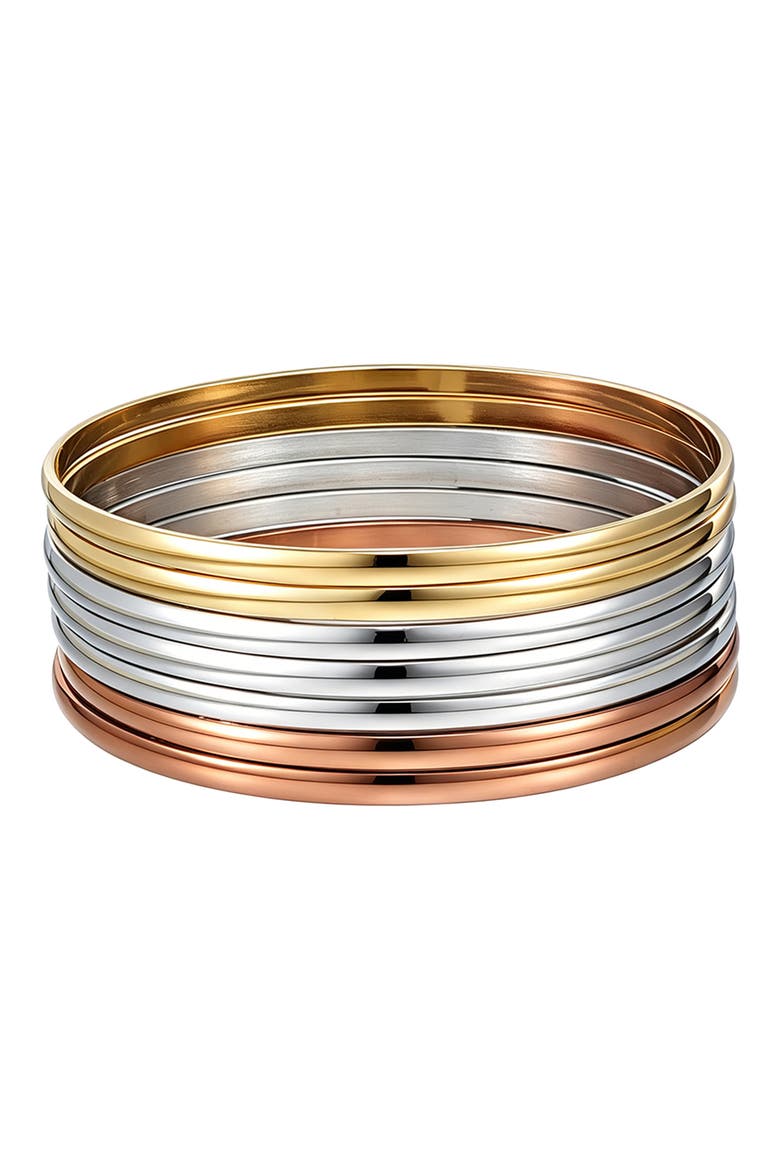 Tri-Toned Bangle Bracelet Set, Main, color, TRI-TONE MULTI