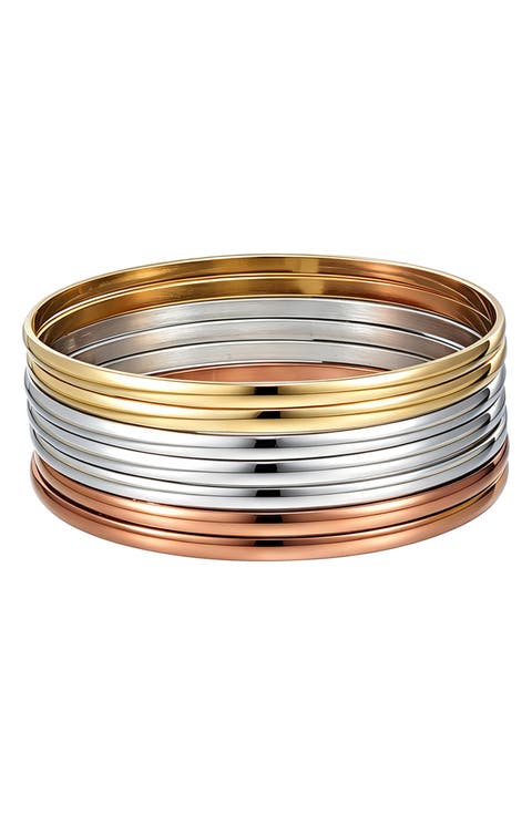 Tri-Toned Bangle Bracelet Set
