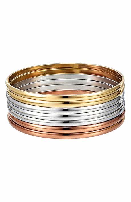 Tri-Toned Bangle Bracelet Set
