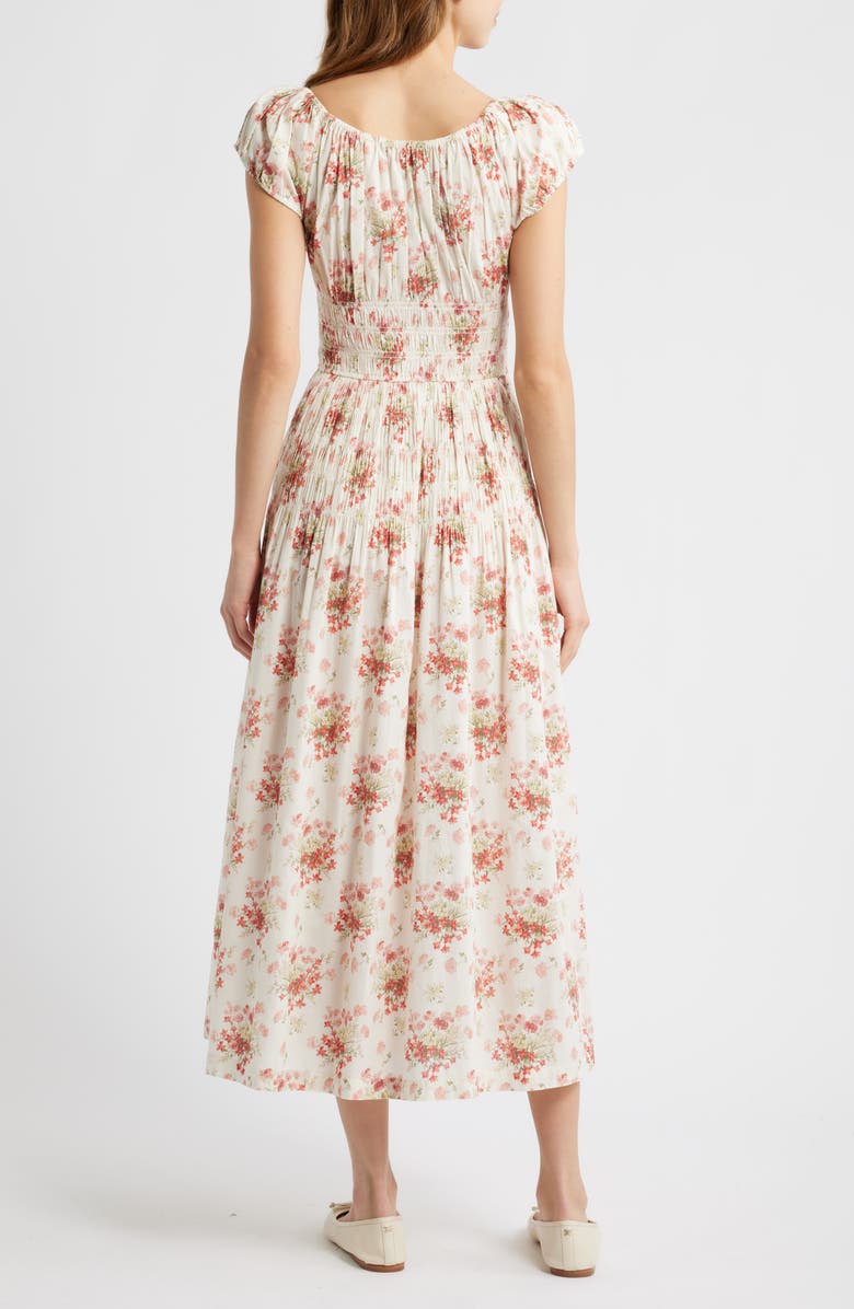 DÔEN Quinette Organic Cotton Voile Midi Dress, Alternate, color, Lantana Floral