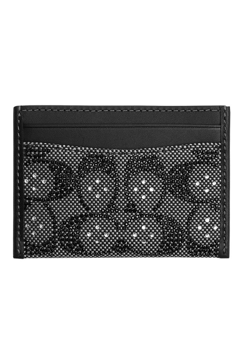 Signature Crystal Logo Jacquard Card Case, Alternate, color, LH/ BLACK