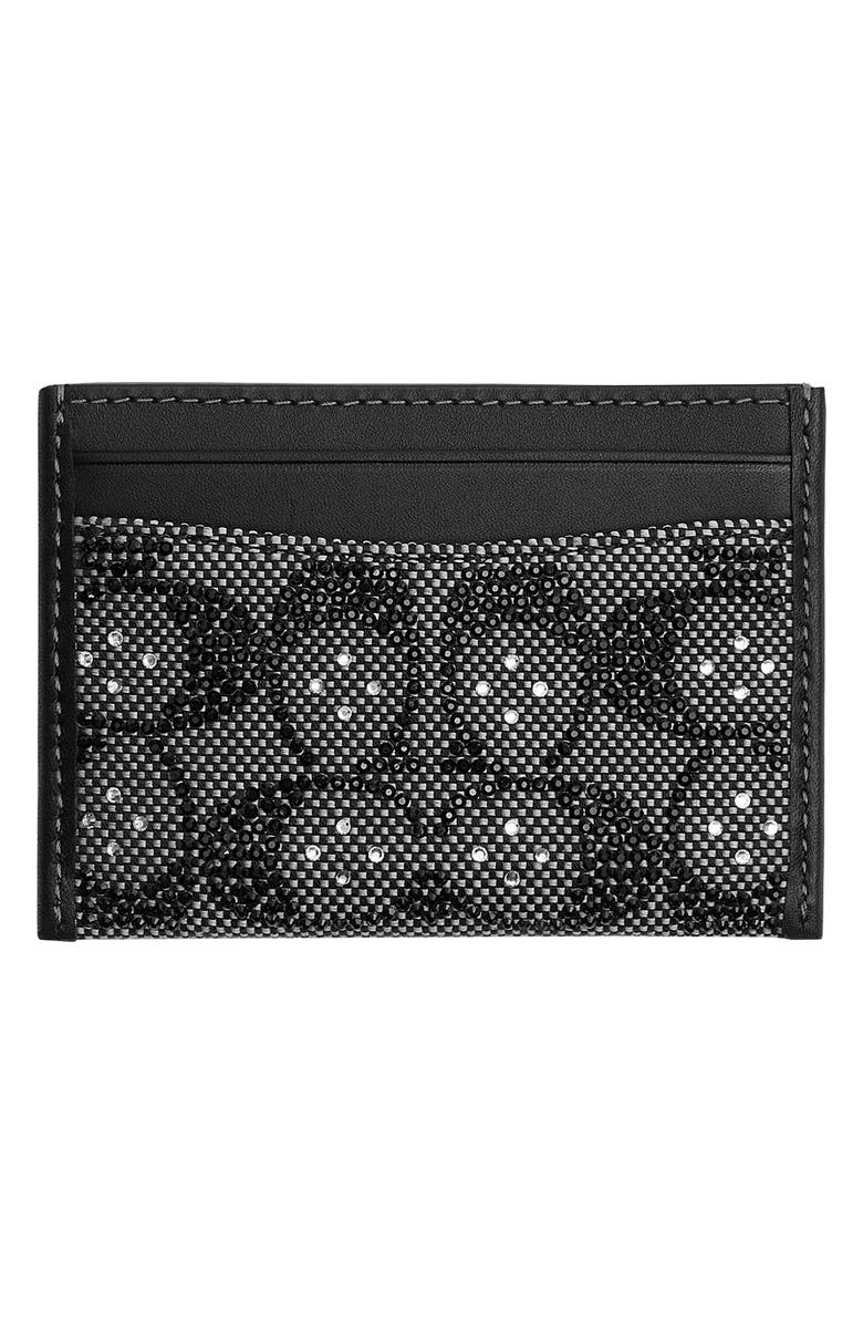 COACH Signature Crystal Logo Jacquard Card Case, Alternate, color, Lh/ Black