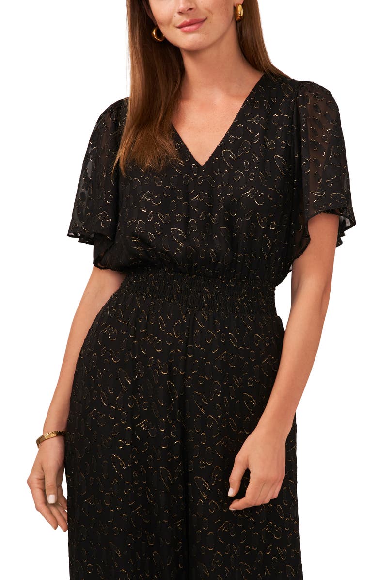 Vince Camuto Style Line Flutter Sleeve Jumpsuit, Alternate, color, 