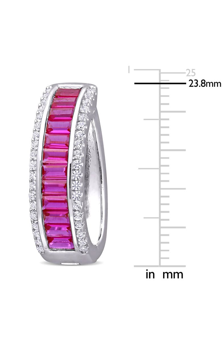 Julianna B. Lab-Created Ruby & White Sapphire Hoop Earrings, Alternate, color, Lab-Created Ruby