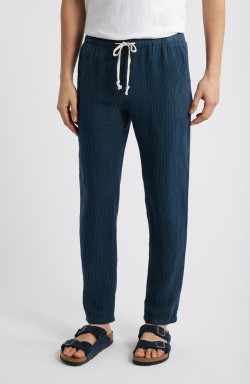 Alex Crane  Bo Linen Regular Fit Drawstring Pants In Overdye Dusk