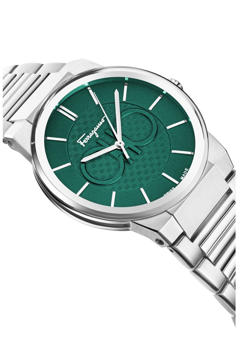 Green Dial Bracelet Strap Watch, 41mm, Alternate, color, STAINLESS STEEL