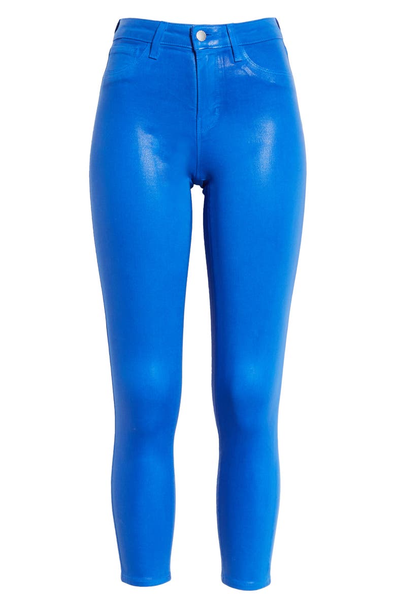 L'AGENCE Margot Coated Crop Skinny Jeans, Alternate, color, Riviera Blue Coated