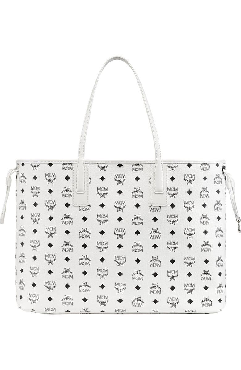 MCM Large Reversible Liz Shopper in Visetos, Alternate, color, White