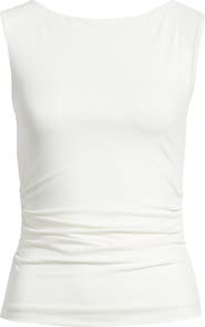 Open Edit Boat Neck Sleeveless Top