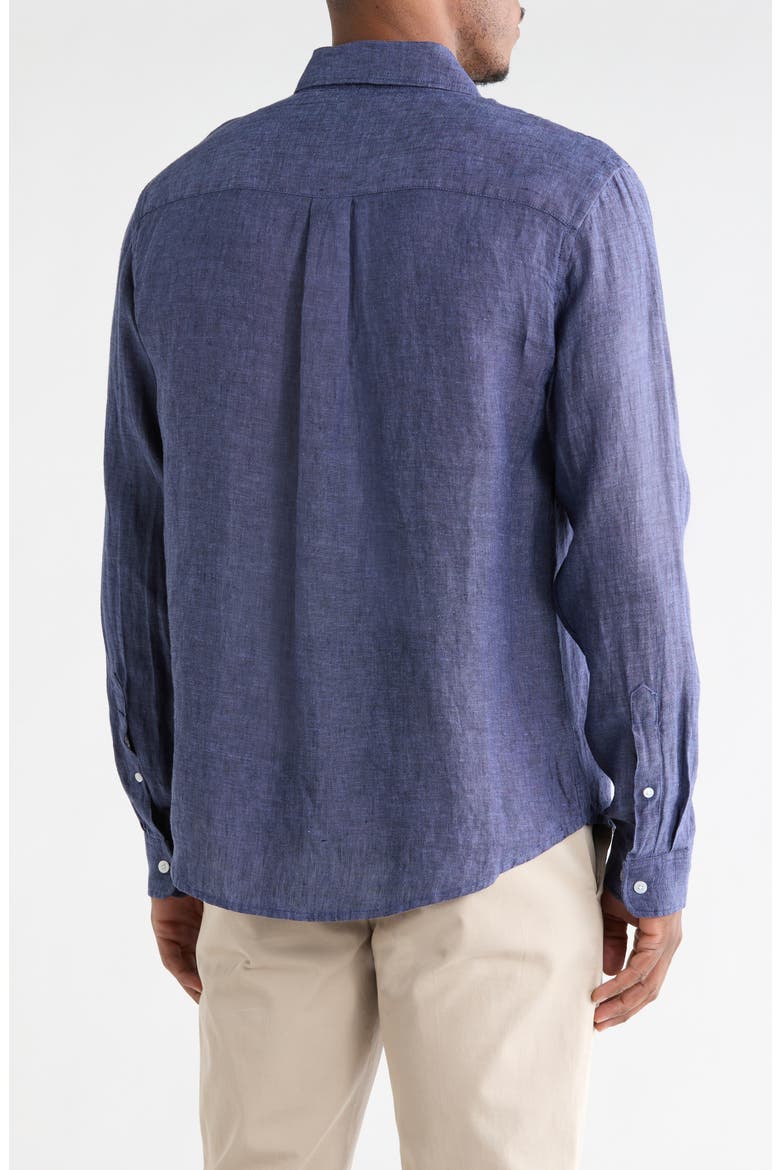 Linen Button-Up Shirt, Alternate, color, NAVY