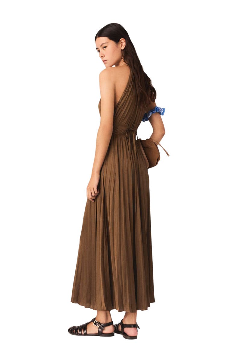 maje Pleated maxi dress, Alternate, color, Brown