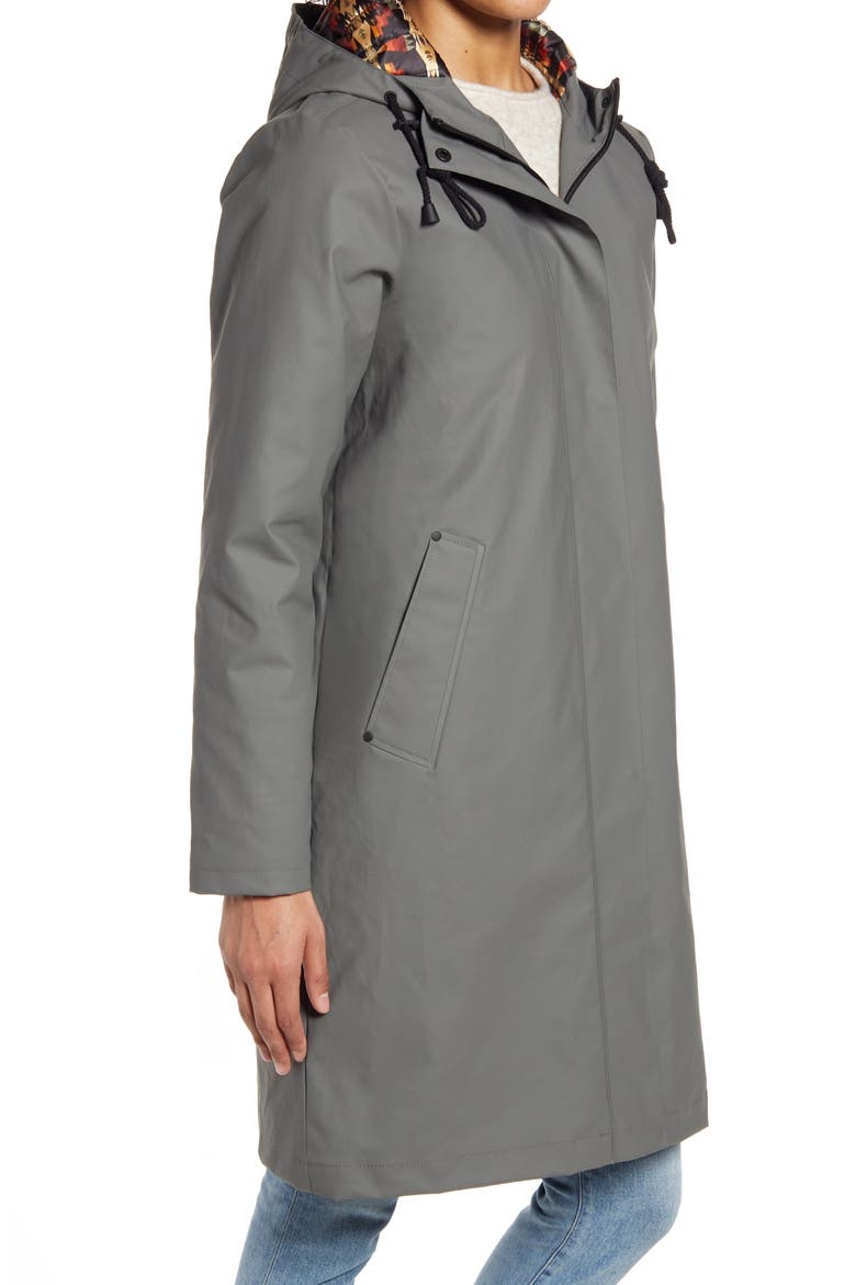Women's Eureka Waterproof Hooded Raincoat, Alternate, color, GUNMETAL