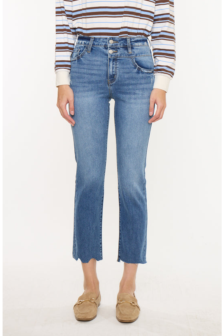 Kathleen Essentials High Rise Slim Straight Jeans, Main, color, Medium Wash