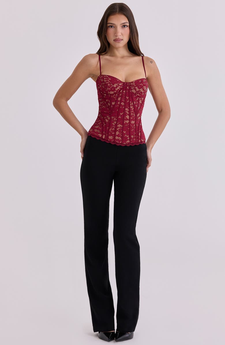 HOUSE OF CB Chiara Straight Leg Crepe Trousers, Alternate, color, Black